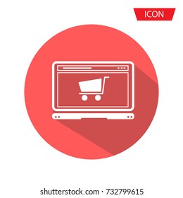 Online shopping on computer isolated on background.