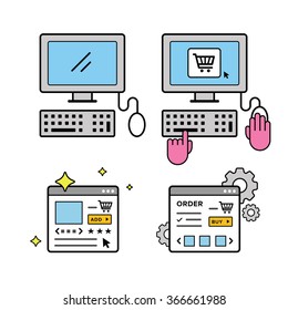 Online shopping on a desktop computer