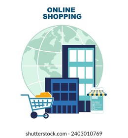 Online shopping on the Internet, by phone. Global business exchange of goods and services between individuals and business entities. Internet business