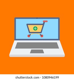 online shopping on laptop icon