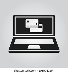 online shopping on laptop icon