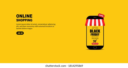 Online shopping on mobile application vector concept.
Shopping Online on website. Black friday concept. Vector illustration EPS10.
