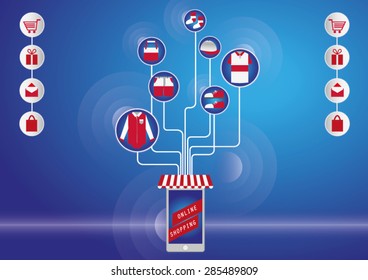 Online shopping on mobile network.web icon.
