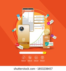 Online Shopping on Mobile Vector Concept Marketing and Digital marketing.