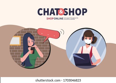 Online shopping on smartphone and pick up. Service customer stay home from department store and supermarket.