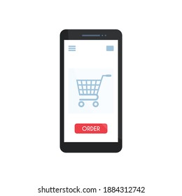 Online shopping on a smartphone. vector illustration