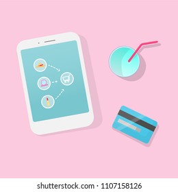 Online shopping on vacation with electronic payment