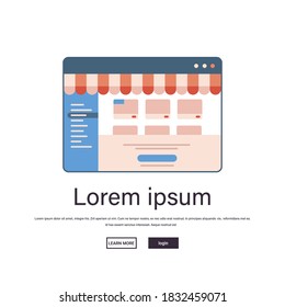 online shopping on website application internet business e-commerce digital marketing concept web browser window copy space vector illustration