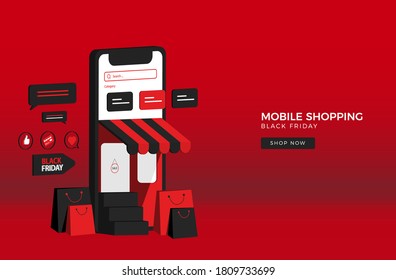 Online Shopping on Website or Cellular Application Marketing Vector Concept and Digital Marketing. 3-dimensional view