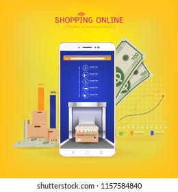 Online Shopping on Website or Mobile Application Vector Concept Marketing and Digital marketing.