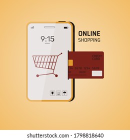 Online shopping on a website or mobile application. Vector illustration.