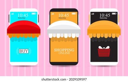 Online shopping on website or mobile application illustration. E-commerce Online shopping buy sell concept