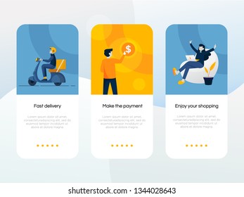 online shopping onboarding screen set
