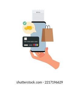 Online shopping, Order online, Mobile pay with credit card concept.