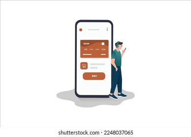 Online shopping. paid for mobile banking, Online order flat vector illustration. internet store