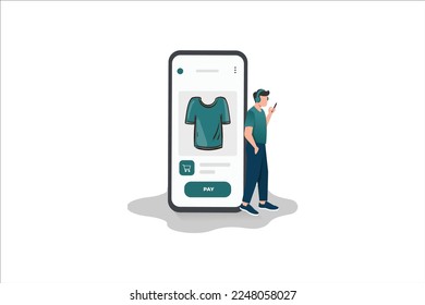 Online shopping. paid for mobile banking, Online order flat vector illustration. internet store