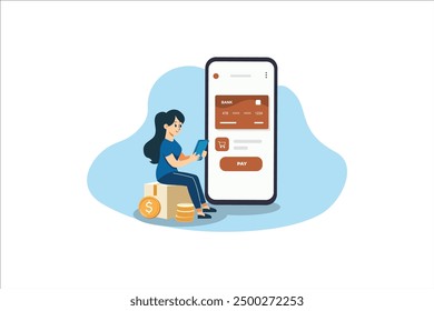 Online shopping. paid for mobile banking, Online order flat vector illustration. internet store