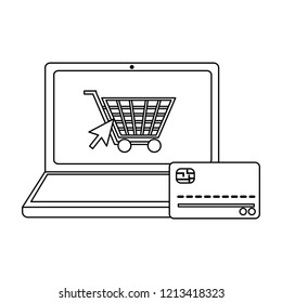 online shopping and payment in black and white