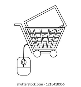 online shopping and payment in black and white