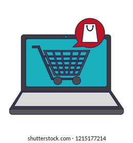 online shopping and payment blue lines