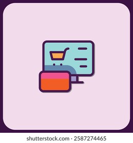 Online Shopping Payment Icon: Secure E-commerce Transaction