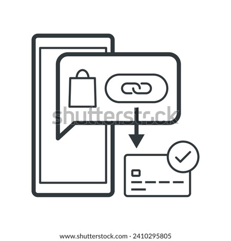 Online shopping and payment link, isolated icon