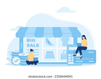 Concepto de tendencia de método de pago de compras en línea ilustración plana