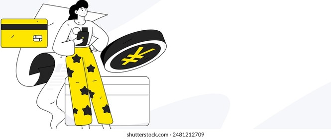 Online shopping payment security character flat vector concept operation hand drawn illustration
