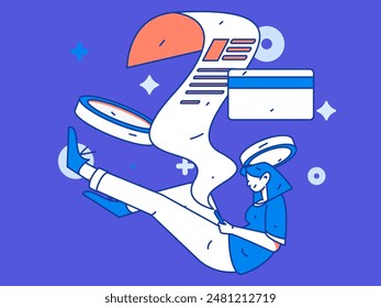 Personaje de seguridad de pago de compras en línea concepto de Vector plano operación dibujado a mano ilustración
