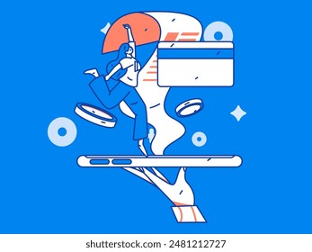 Online shopping payment security character flat vector concept operation hand drawn illustration
