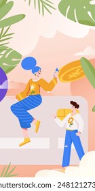 Online shopping payment security character flat vector concept operation hand drawn illustration
