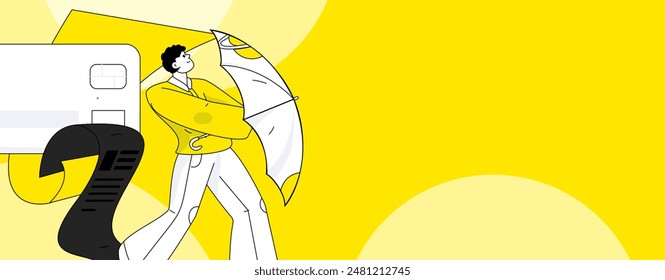 Personaje de seguridad de pago de compras en línea concepto de Vector plano operación dibujado a mano ilustración
