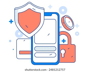 Online shopping payment security character flat vector concept operation hand drawn illustration
