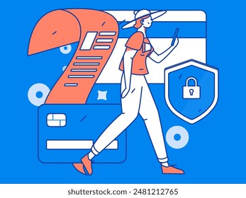 Online shopping payment security character flat vector concept operation hand drawn illustration
