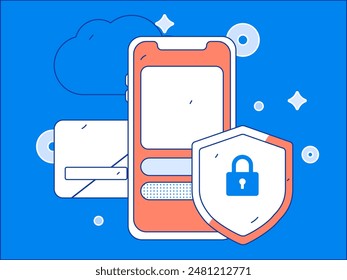 Online shopping payment security character flat vector concept operation hand drawn illustration
