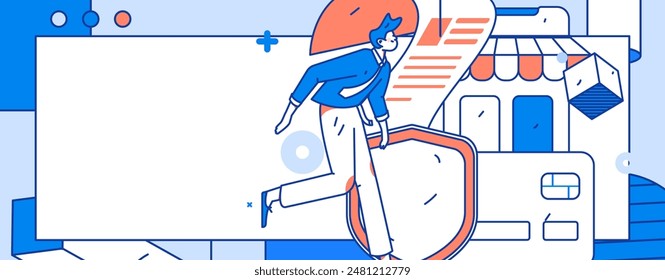 Online shopping payment security character flat vector concept operation hand drawn illustration

