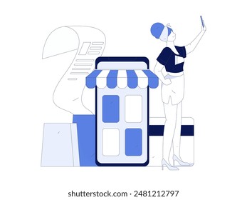 Online shopping payment security character flat vector concept operation hand drawn illustration
