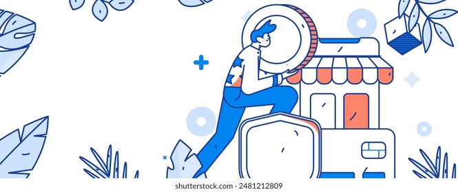 Online shopping payment security character flat vector concept operation hand drawn illustration
