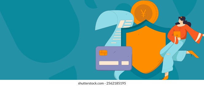 Online shopping payment security character flat vector concept operation hand drawn illustration
