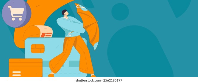 Online shopping payment security character flat vector concept operation hand drawn illustration
