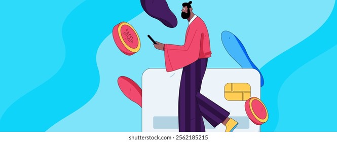 Online shopping payment security character flat vector concept operation hand drawn illustration
