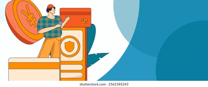 Online shopping payment security character flat vector concept operation hand drawn illustration
