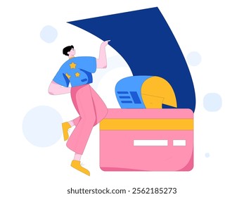 Online shopping payment security character flat vector concept operation hand drawn illustration
