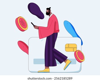 Online shopping payment security character flat vector concept operation hand drawn illustration
