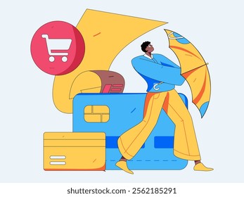 Online shopping payment security character flat vector concept operation hand drawn illustration
