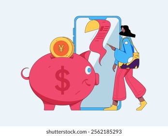 Online shopping payment security character flat vector concept operation hand drawn illustration
