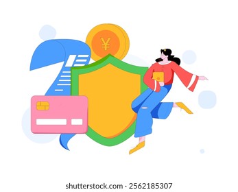 Online shopping payment security character flat vector concept operation hand drawn illustration
