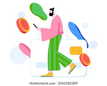 Online shopping payment security character flat vector concept operation hand drawn illustration

