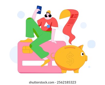 Online shopping payment security character flat vector concept operation hand drawn illustration
