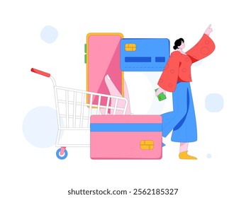 Online shopping payment security character flat vector concept operation hand drawn illustration
